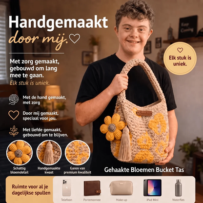 Handgeweven Bloemen Bucket Tas