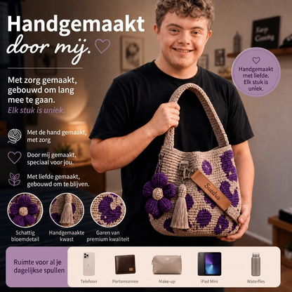 Handgeweven Bloemen Bucket Tas